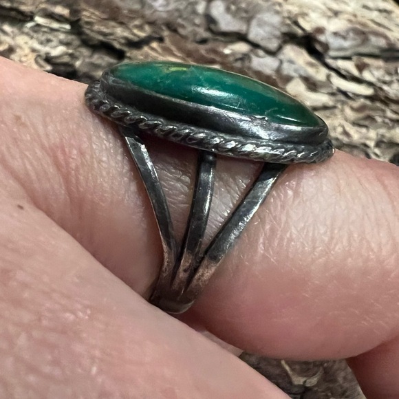 Vintage Native American Ring Green Turquoise Sterling Silver 925 Stone Gem 8 - Picture 6 of 8